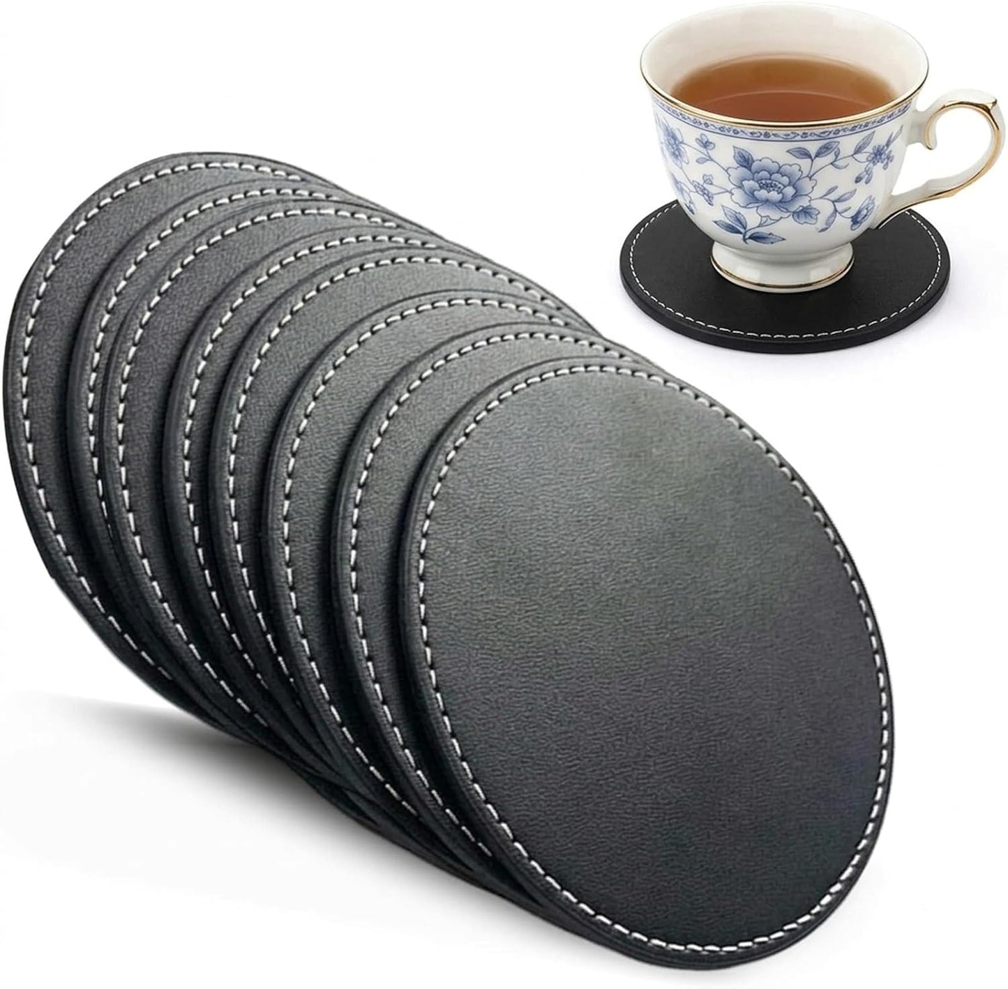 Dessous de verre – antidérapant, Lot de 8, 10 cm, noir