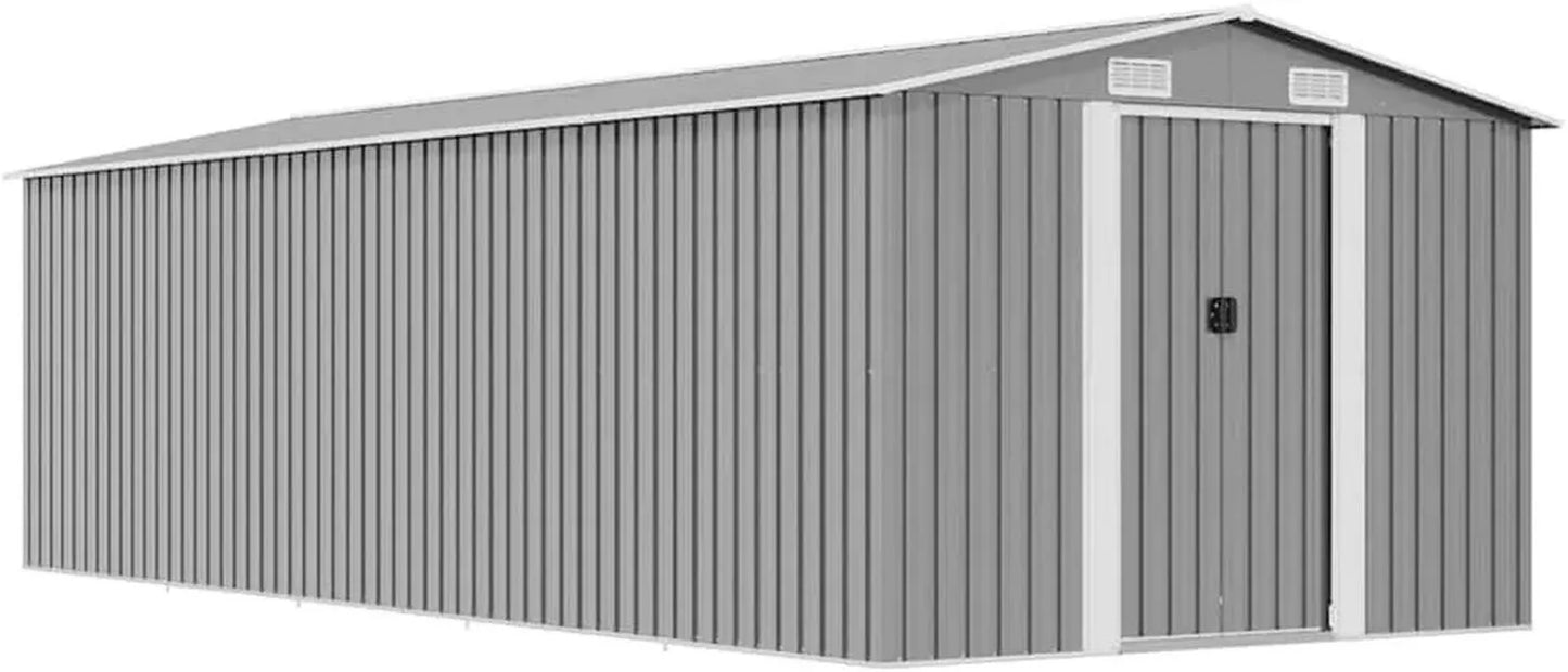 Abri de Jardin Métal Gris 257x580x181 cm pour Extérieur