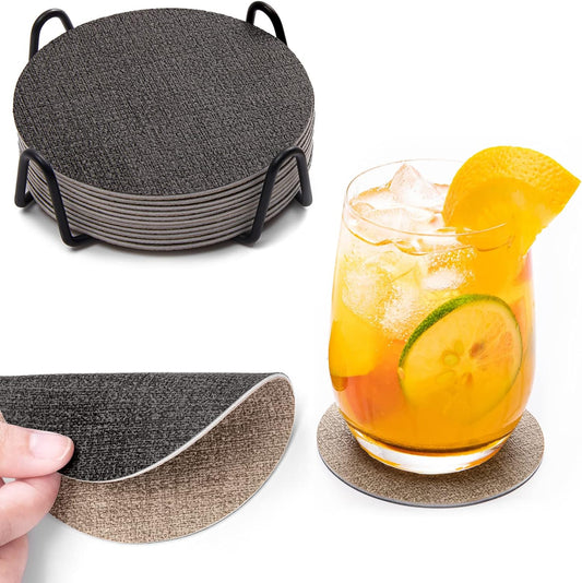 Dessous de verre: lavable, résistant à la chaleur, antidérapant, Lot de 12, gris