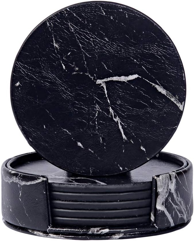 Dessous de verre — antidérapant, isolé, Lot de 6, noir