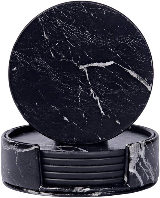 Dessous de verre — antidérapant, isolé, Lot de 6, noir