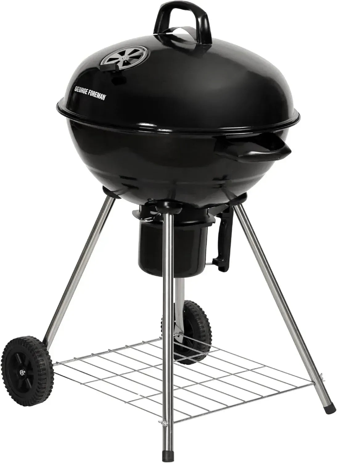 Barbecue Portatif George Foreman à Charbon, 47,5 cm avec Thermomètre et Aération Réglable
