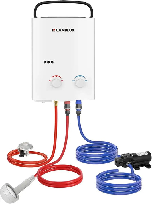 Chauffe-eau Portable 5L au Gaz avec Pompe, Pour Camping et Voyage