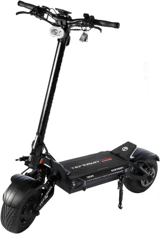 Trottinette Électrique Adulte TEVERUN Fighter Supreme 7260R V3, 5000W Total, 200km Autonomie, Vitesse 25km/h, Pneus Tubeless 13 Pouces, Écran TFT 3,5', Noire